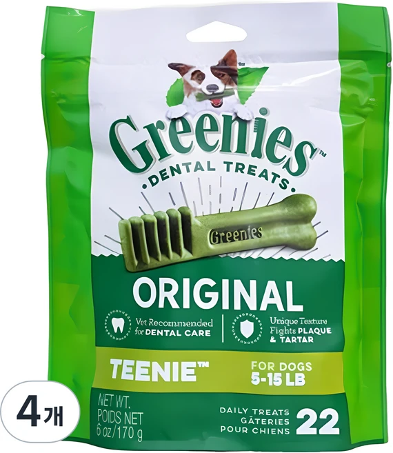 그리니즈 강아지 덴탈껌, 티니 오리지널, 170g, 4개 - 쿠팡