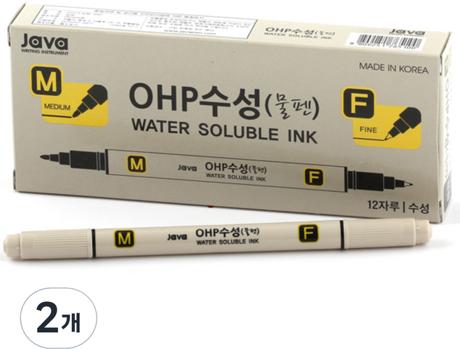 자바펜 OHP수성펜 M앤F, 검정, 24개