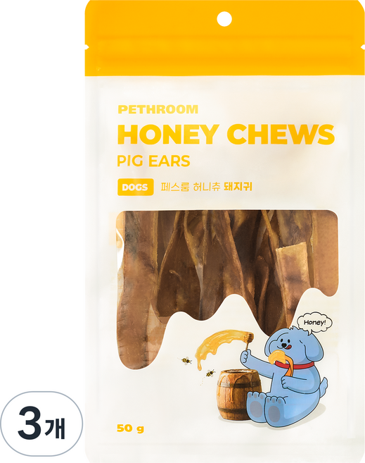 페스룸 강아지 허니츄, 돼지귀, 50g, 3개