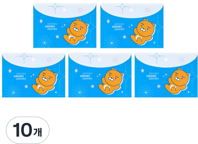 KAKAO FRIENDS Vivid 按扣式信封文件夾, 萊恩, 10個