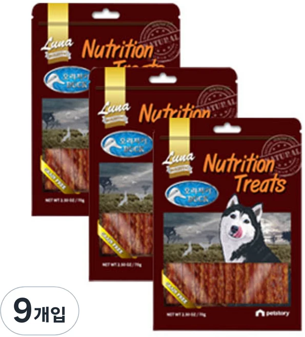 LunaHOLISTIC 강아지 뉴트리션 트리츠 간식 20p, 오리져키, 70g, 9개 - 쿠팡