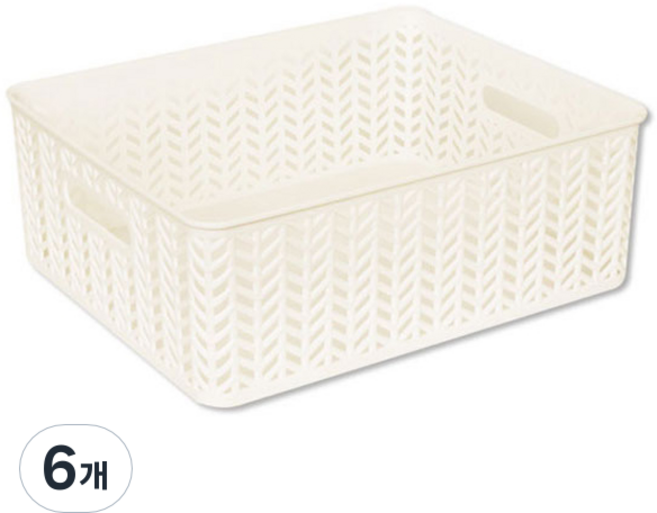 스내지 헤링본 바스켓 3호 오픈형 9.3L, 화이트, 6개