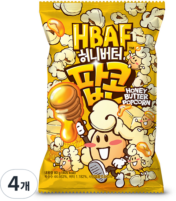 바프 허니버터 팝콘, 80g, 4개