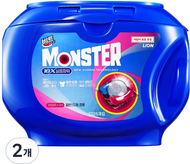 Beat Monster Pod 10X 高溫洗淨力膠囊洗衣精 瓶裝 尤加利之森, 2個, 25入