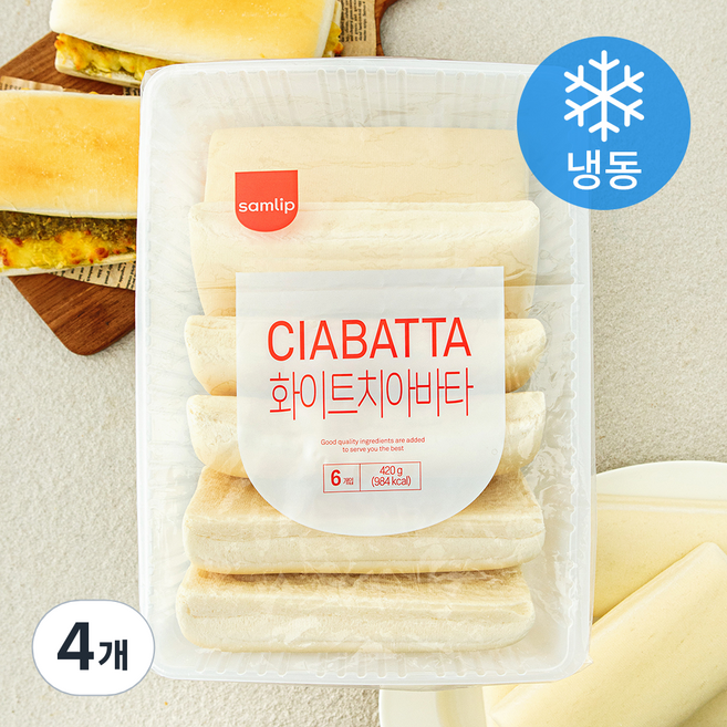 삼립 화이트 치아바타 6개입 (냉동), 420g, 4개