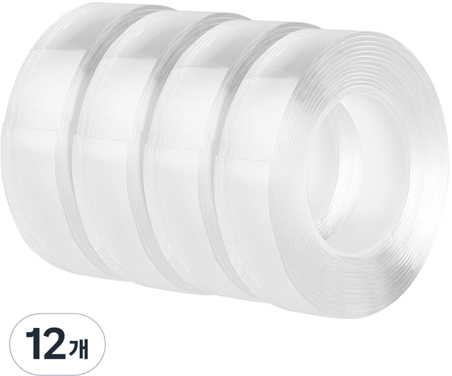 코멧 더 길어진 실리콘 양면 테이프 3cm x 5m, 투명, 12개