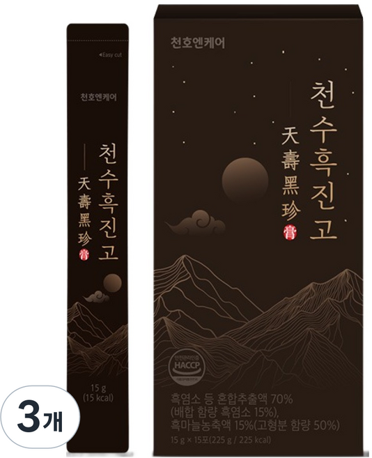 천호엔케어 흑염소 진액 천수흑진고 15p, 225g, 3개