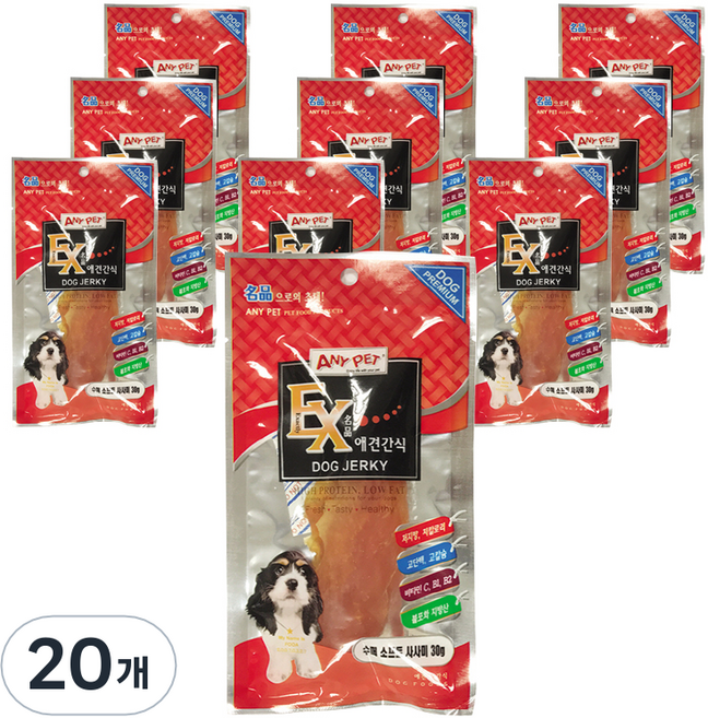 애니펫 수퍼 소프트 반려견 사사미 30g, 닭고기맛, 20개