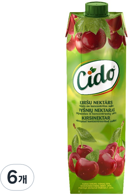 Cido 櫻桃果蜜果汁, 6個, 1L