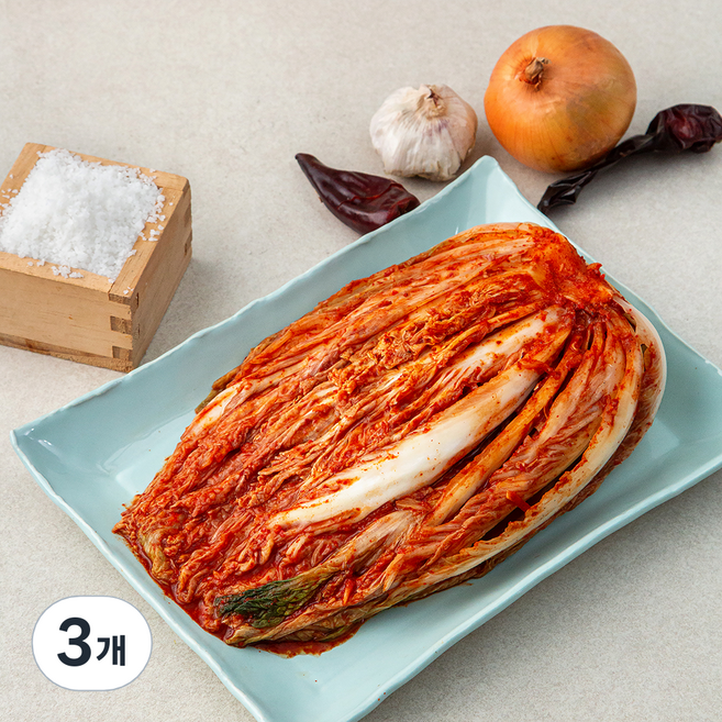 모산장군차 비건 포기김치, 1kg, 3개