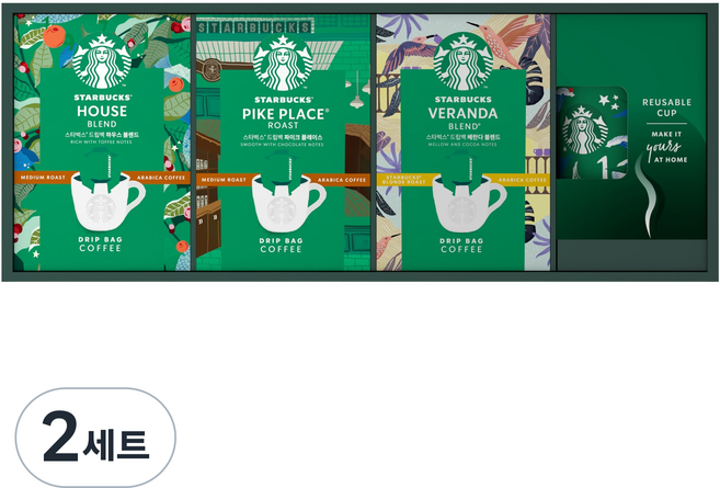 STARBUCKS 星巴克 濾掛式咖啡 9g 3種 x 5入 + 可重複使用咖啡杯 237ml 套組, 2套, 15入