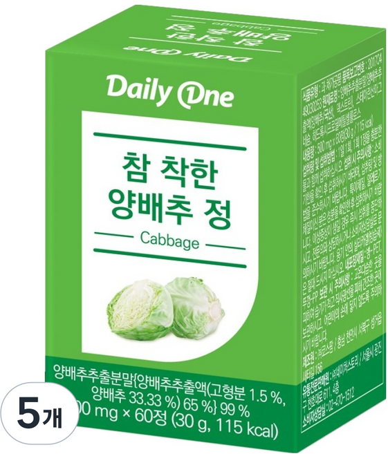 데일리원 참 착한 양배추 정 30g, 60정, 5개