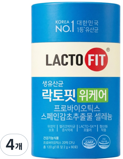 Chong Kun Dang 鍾根堂 LACTO-FIT 胃部護理 60入, 4個, 60包