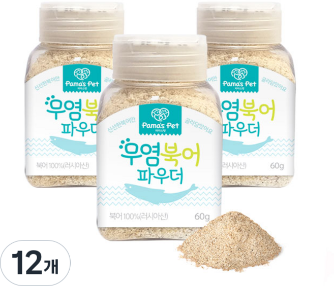 파마스펫 반려견 무염 북어 파우더 3p, 생선, 60g, 12개