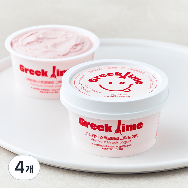 그릭타임 스트로베리 그릭요거트, 100g, 4개, 1개입