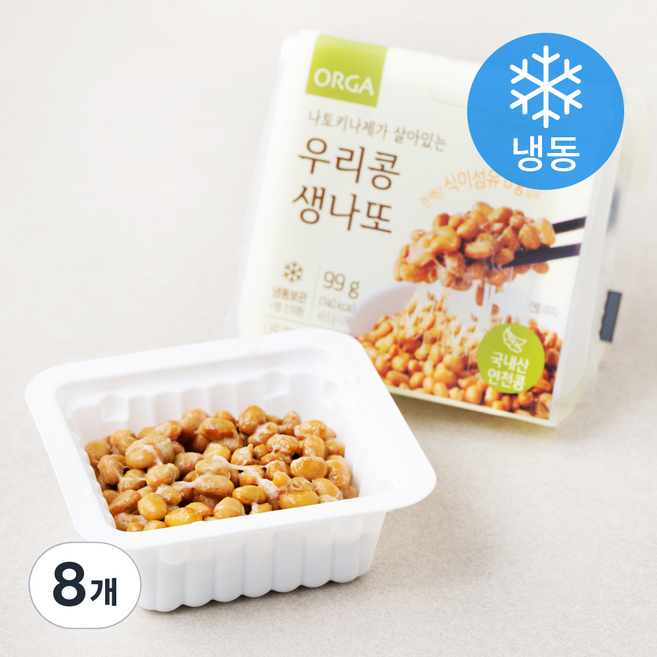 ORGA 나토키나제가 살아있는 우리콩 생나또 (냉동), 49.5g, 2개입, 4개