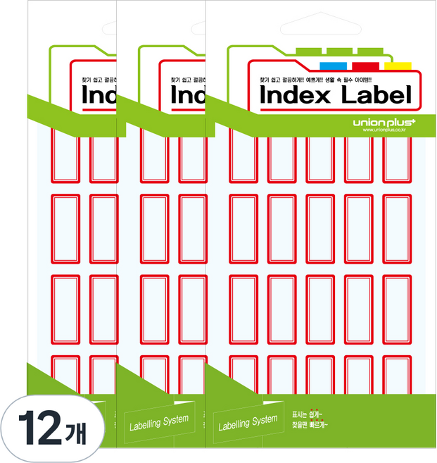 유니온플러스 일반견출지 15 x 33 mm UL-2214 18p, 적, 18개입, 12개