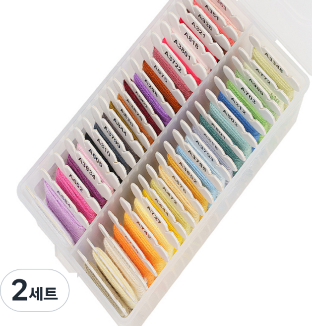 홈데코 자수실 4m 세트 + 보빈함, 40색, 2세트