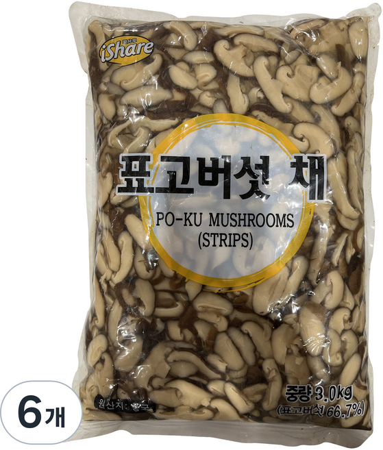청은 표고버섯 채 파우치, 3kg, 6개