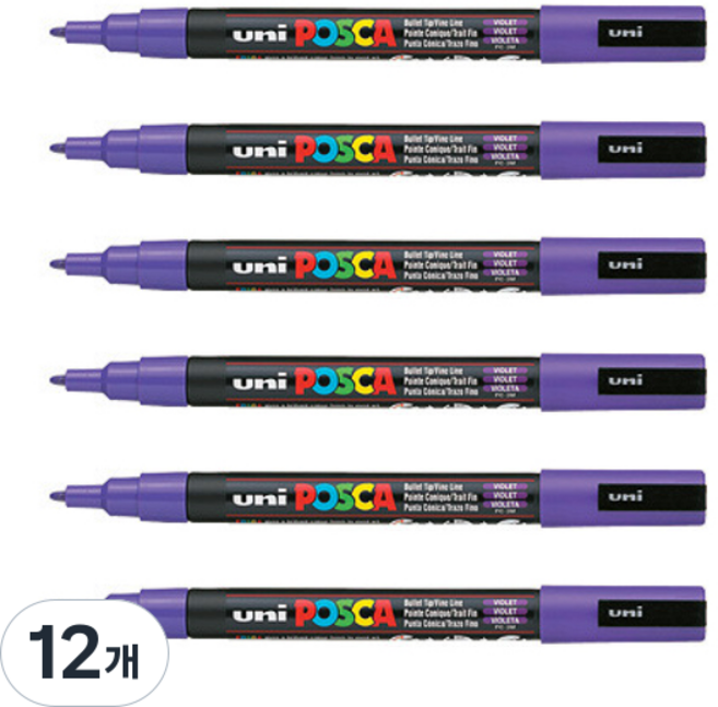 POSCA 彩色麥克筆 PC-3M VIOLET, 12個, 1色