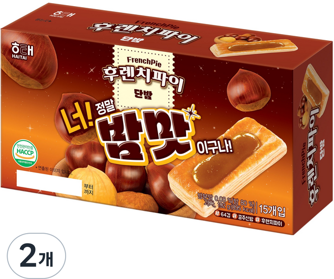 해태제과 후렌치파이 단밤, 192g, 2개