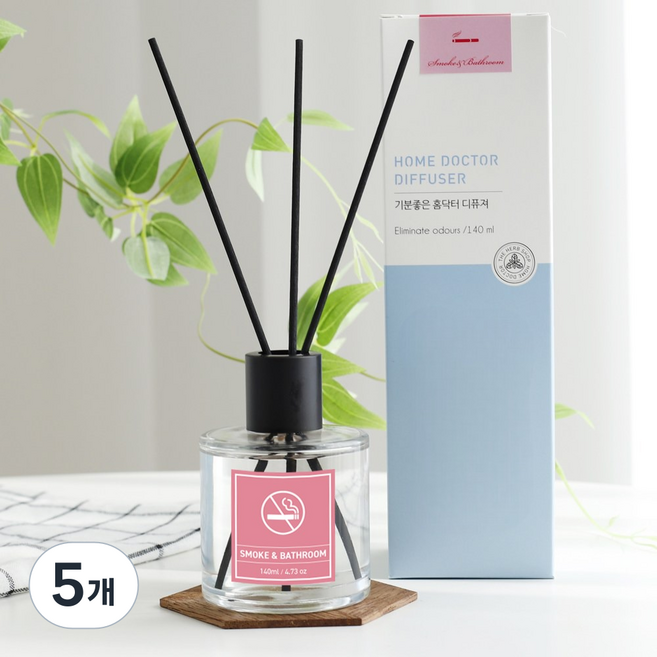 더허브샵 기분좋은 홈닥터 디퓨저, 복숭아/유칼립투스향, 140ml, 5개