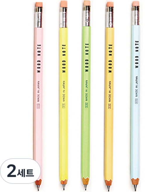 KITABOSHI 우드 노트 목재샤프 파스텔 5종, 0.5mm, 10개
