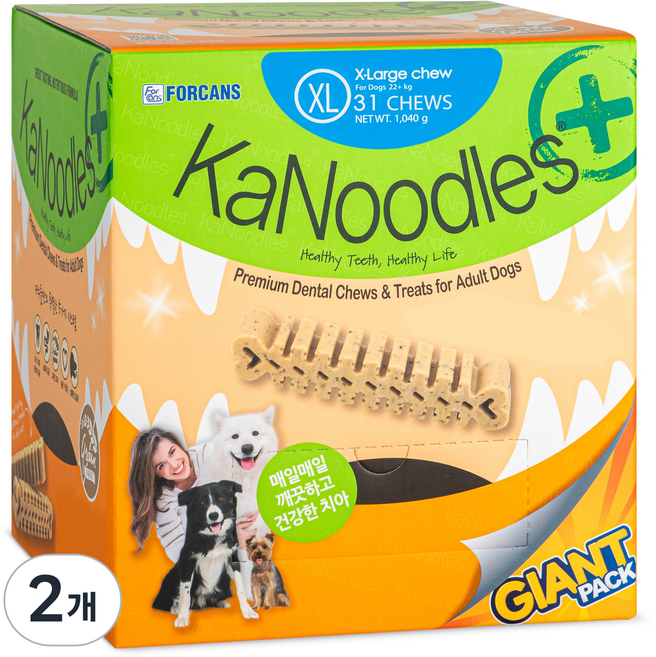 포켄스 강아지 카누들 플러스 필로팩 대용량 덴탈껌 XL 31p, 구강청결, 1.04kg, 2개