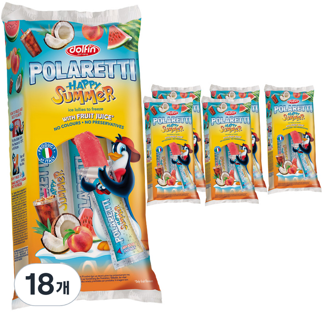 돌핀 폴라레티 해피썸머 얼려먹는 아이스바 10p, 18개, 400ml