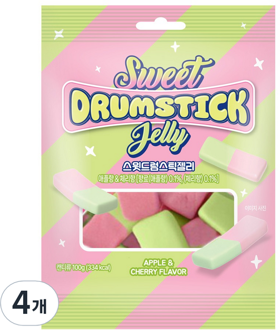 스윗드럼스틱젤리 애플체리향, 4개, 100g