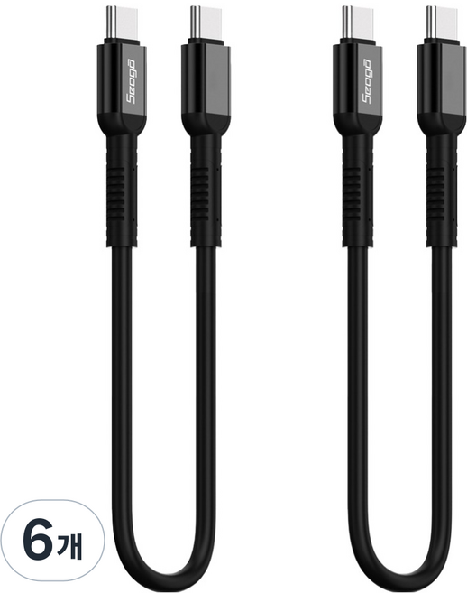 서가 메탈 고강도 초고속 충전 케이블 C to C PD 60W, 30cm, 블랙, 6개