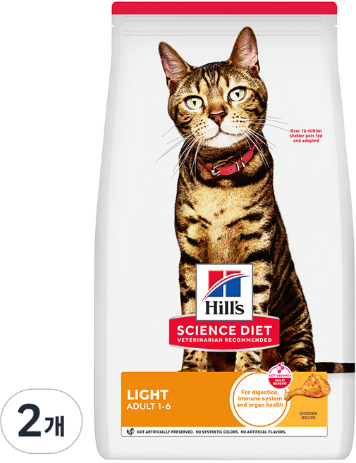 힐스사이언스다이어트 고양이 기능성 사료, 어덜트, 2kg, 2개