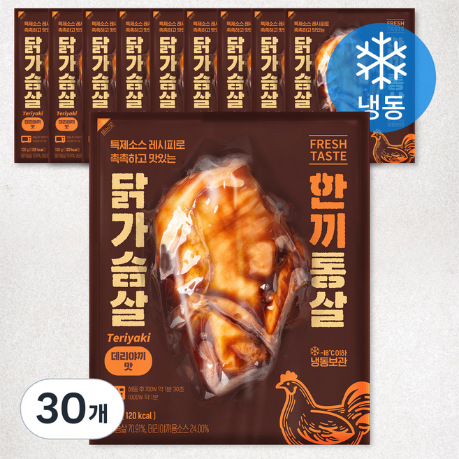 한끼통살 닭가슴살 데리야끼맛 (냉동), 100g, 1개입, 30개