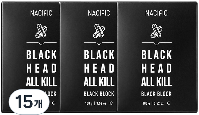 네시픽 블랙헤드 올킬 블랙 블록 클렌징 비누, 100g, 15개