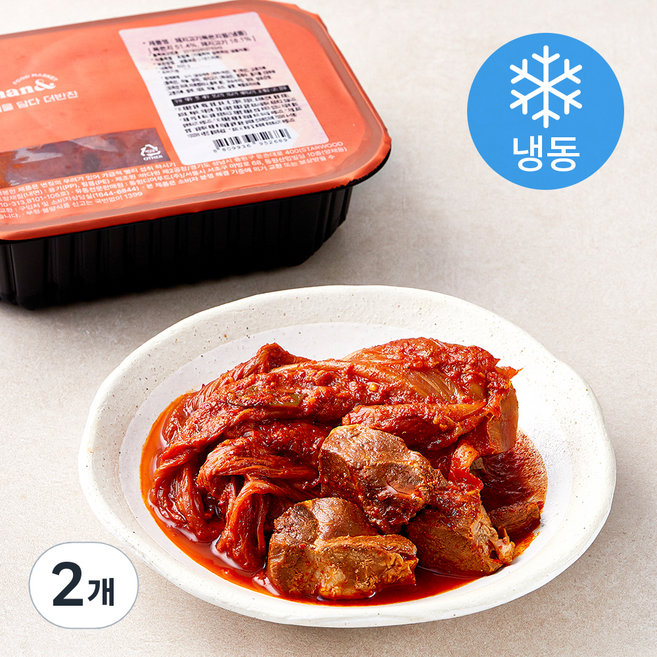 더반찬 돼지고기 묵은지찜 (냉동), 500g, 2개
