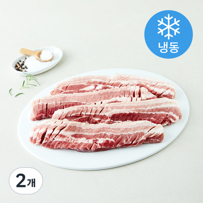 칼집 넣은 두툼한 암퇘지 오겹살 (냉동), 2개, 1kg