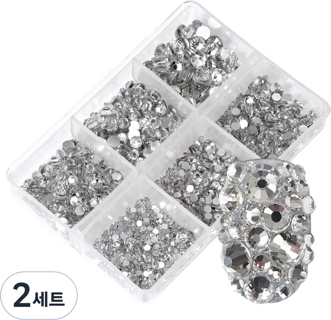 withshyan 精選大容量施華洛平底鑽套組, 01 水晶, 2個