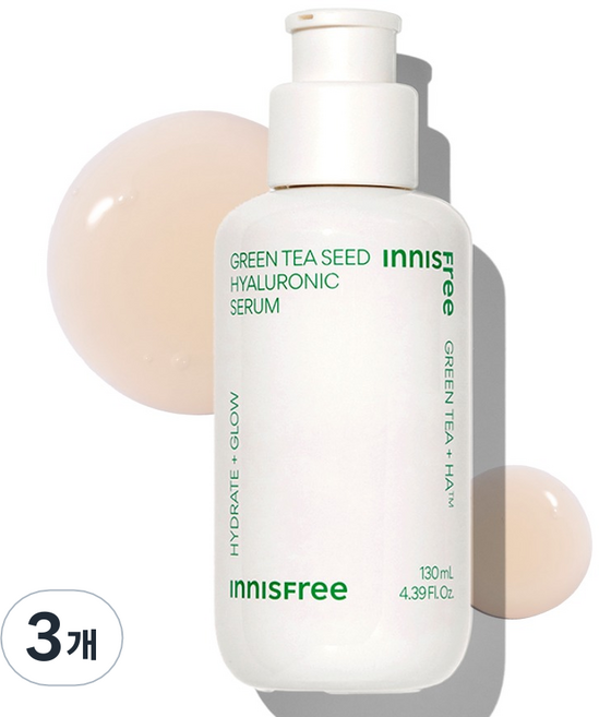 INNISFREE 綠茶籽玻尿酸保濕精華, 130ml, 3個