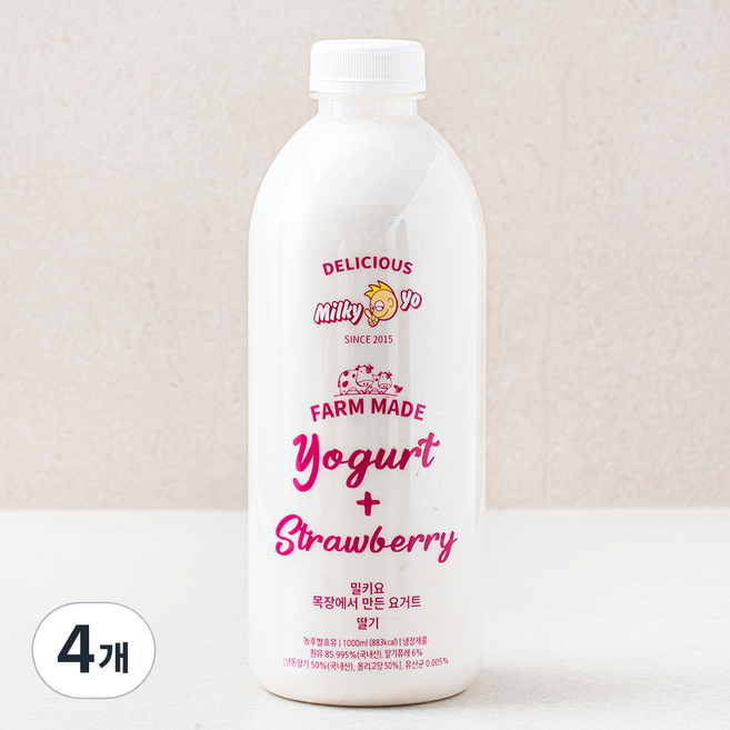 밀키요 목장에서 만든 요거트 딸기, 1L, 1개입, 4개