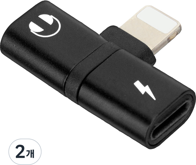 호후 라이트닝 8핀 오디오 + 충전 듀얼 젠더 블랙, 2개