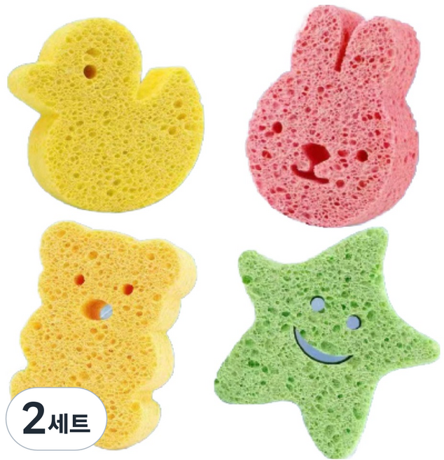 헤오르 캐릭터 바디 샤워 스펀지 4종 세트, 혼합색상, 4개입, 2세트