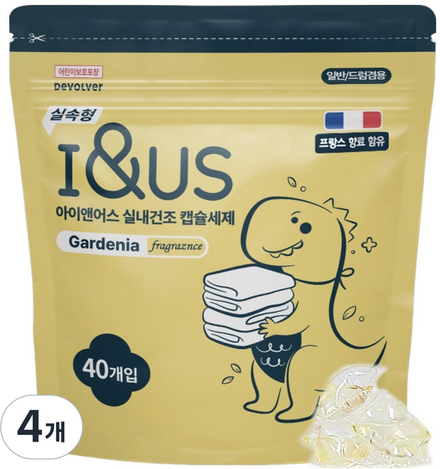 아이앤어스 실속형 실내건조 캡슐세제 가드니아향, 4개, 40개입