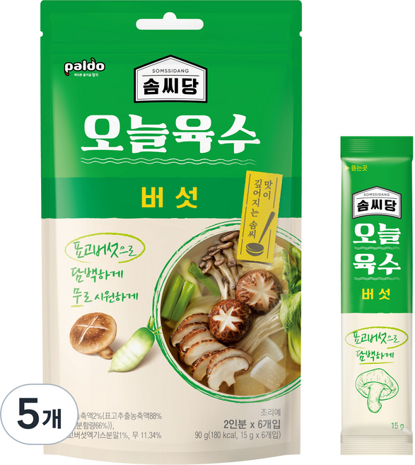 팔도 솜씨당 오늘육수 버섯 6p, 90g, 5개