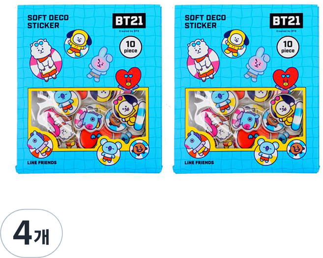 STUDIO EIGHT BT21 浮雕碎片貼紙, 夏季, 4個