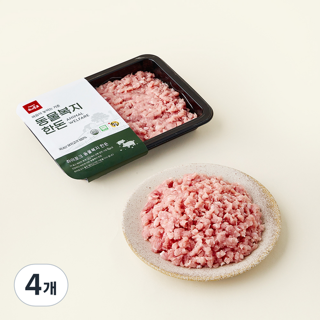 하이포크 동물복지 인증 한돈 등심 다짐육용 (냉장), 4개, 300g