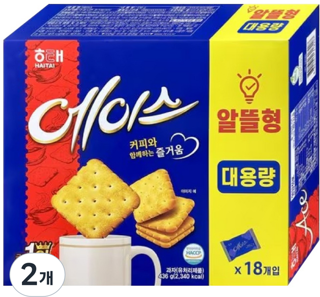 해태에이스 과자 알뜰형 대용량, 436g, 2개
