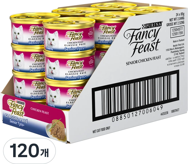 팬시피스트 시니어 고양이 주식캔, 닭, 85g, 120개 - 쿠팡