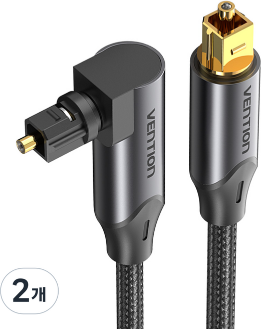 벤션 90도 회전형 하이파이 오디오 광 사운드바 Toslink 각대각 SPDIF 케이블, BKDBF-1m, 블랙, 2개