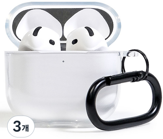 moit 防變色耳機TPU透明保護殼 + 防鐵粉貼紙 + 登山扣套組, AirPods 4, 3個, 透明