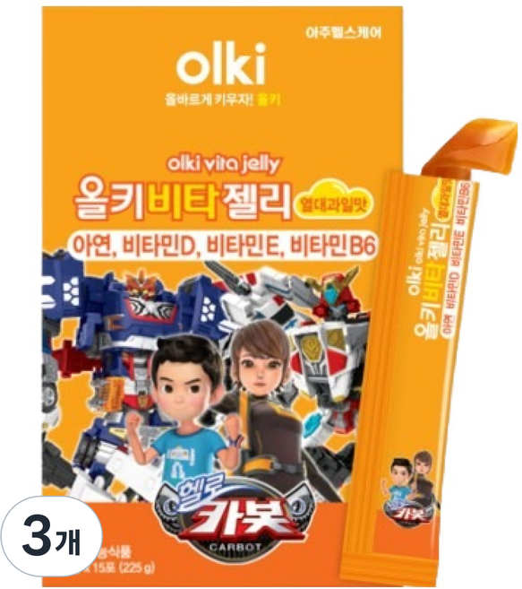 올키 헬로카봇 비타젤리 열대과일맛 15p, 225g, 3개